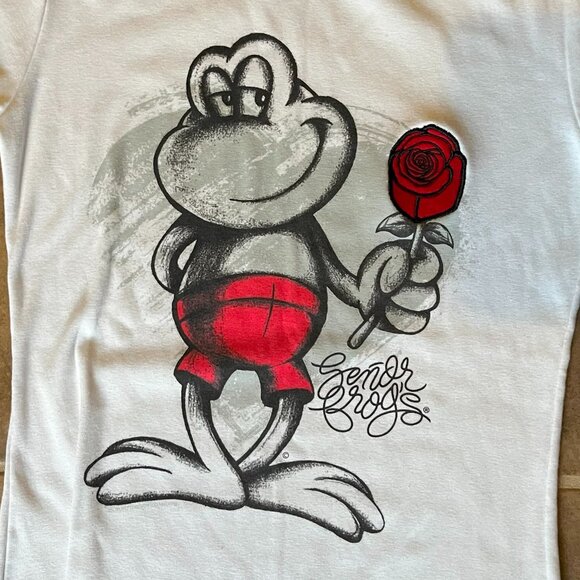 Senor Frog's Kids White Red Embroidered Rose, Vallarta, Mexico Tee T-Shirt Large - Picture 2 of 6